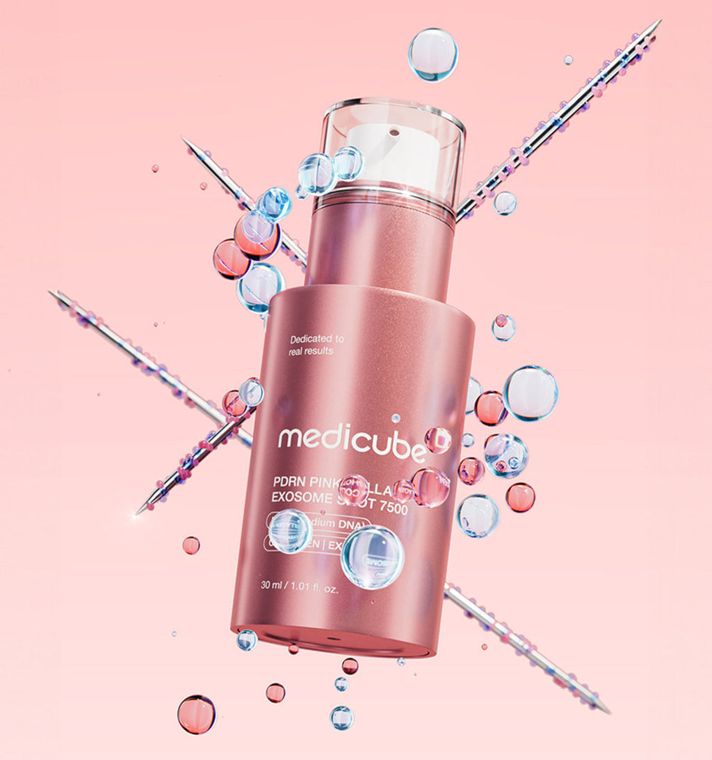 medicube PDRN Pink Collagen Exosome Ampulle, 30 ml, glasige Hautpflege mit PDRN und Exosomen, für strahlende Haut