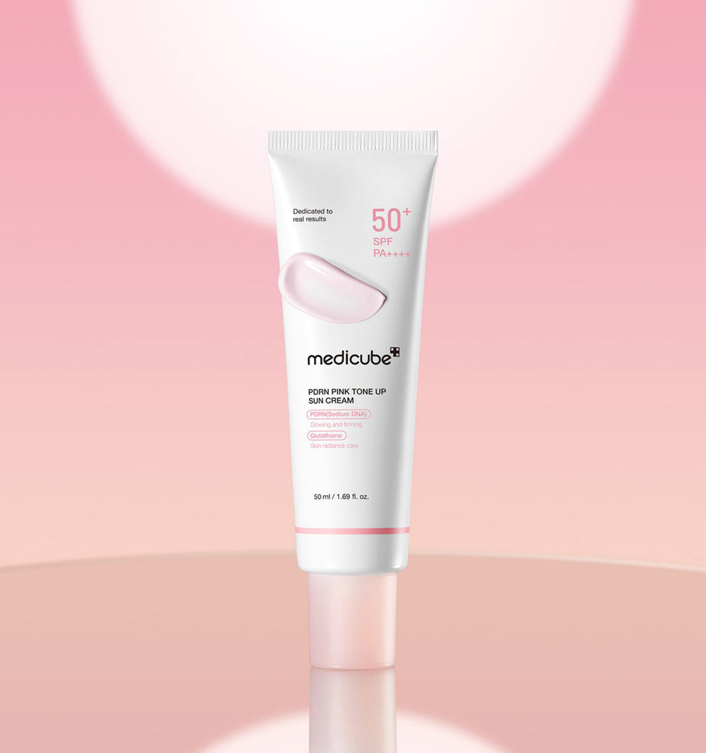 medicube PDRN Pink Tone Up Sonnencreme mit SPF50+ und aufhellender Wirkung, 50 ml, cremige Textur, für einen ebenmäßigen Teint