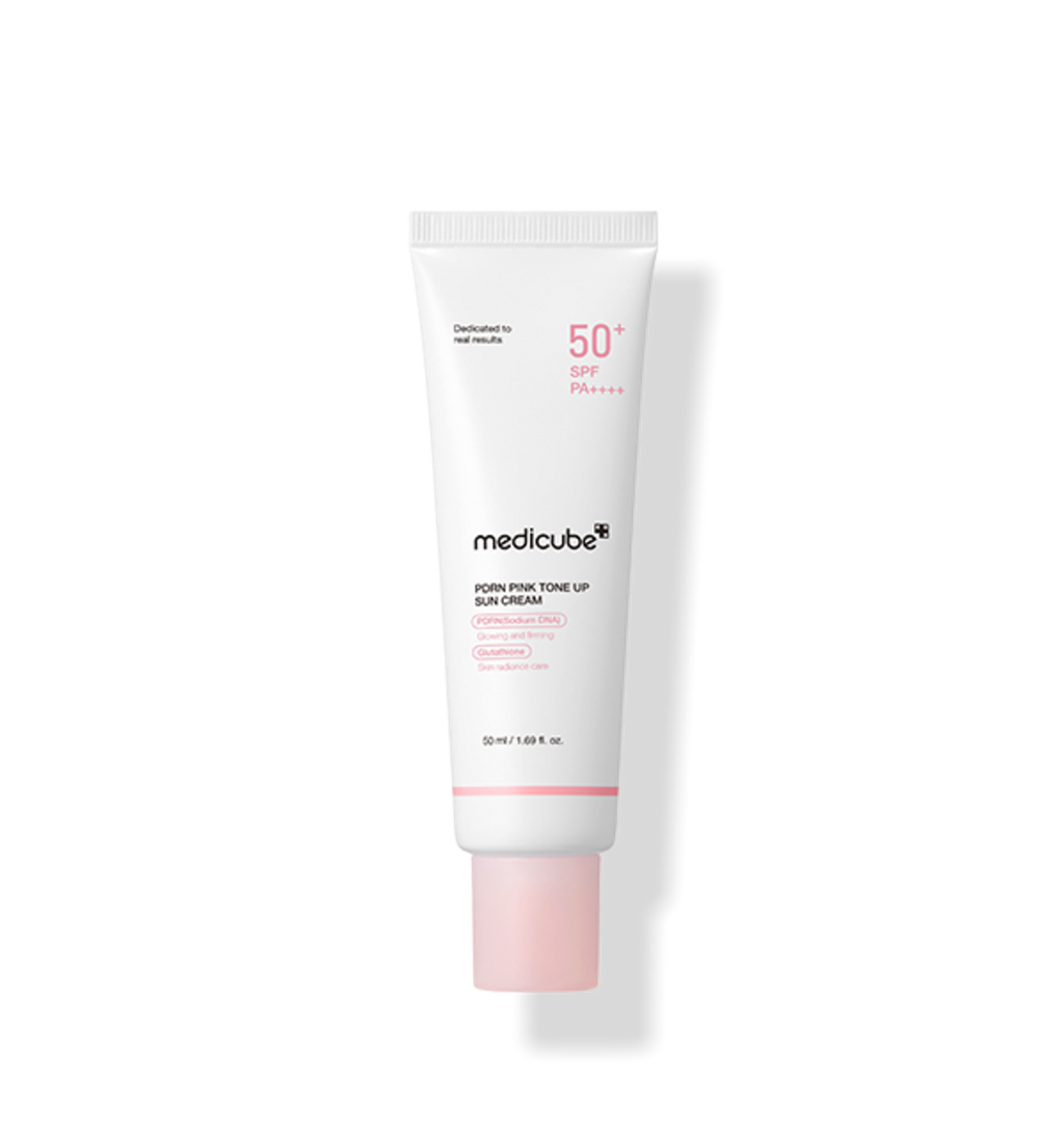 Medicube PDRN Pink Tone Up Sonnencreme mit SPF50+ in 50 ml, aufhellende Sonnenschutzcreme mit PDRN für zarte Haut