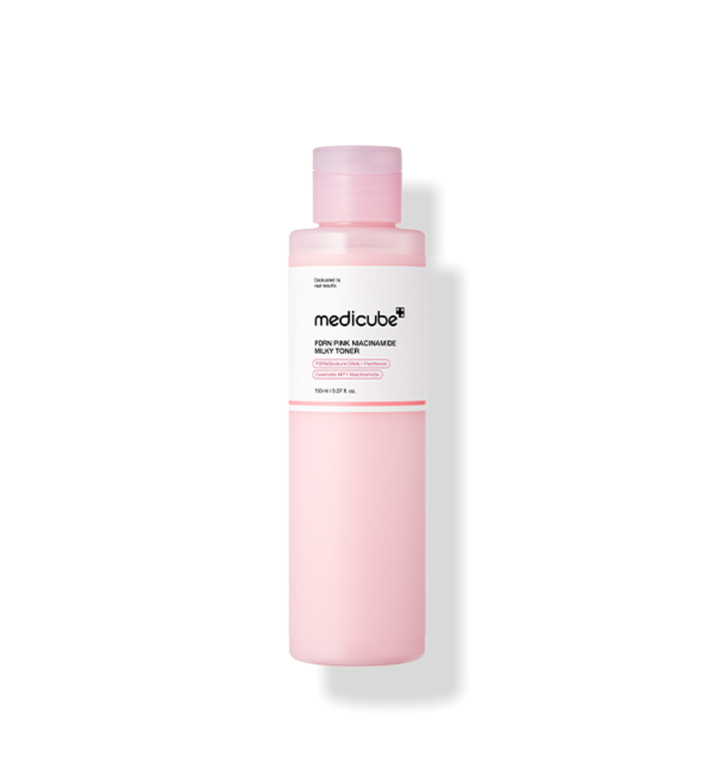 Medikube PDRN Pink Niacinamide Milky Toner in 150 ml Flasche, feuchtigkeitsspendender Milch-Toner mit Salmon PDRN und Niacinamid.