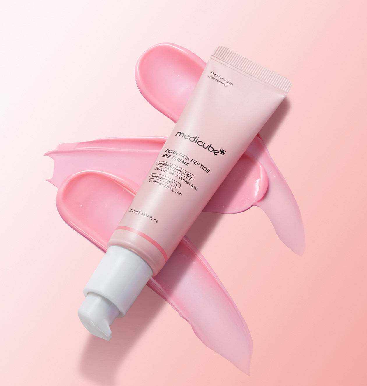 medicube PDRN Pink Peptide Augencreme mit Peptiden und Retinol, Anti-Aging, 30 ml, sichtbare Anwendung auf der Haut um die Augen