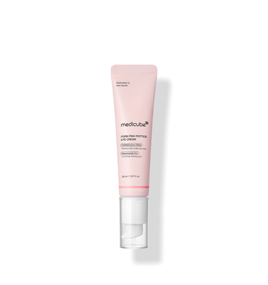 medicube PDRN Pink Peptide Augencreme mit Peptiden und Retinol, Anti-Aging, 30 ml, sichtbare Textur in der Verpackung