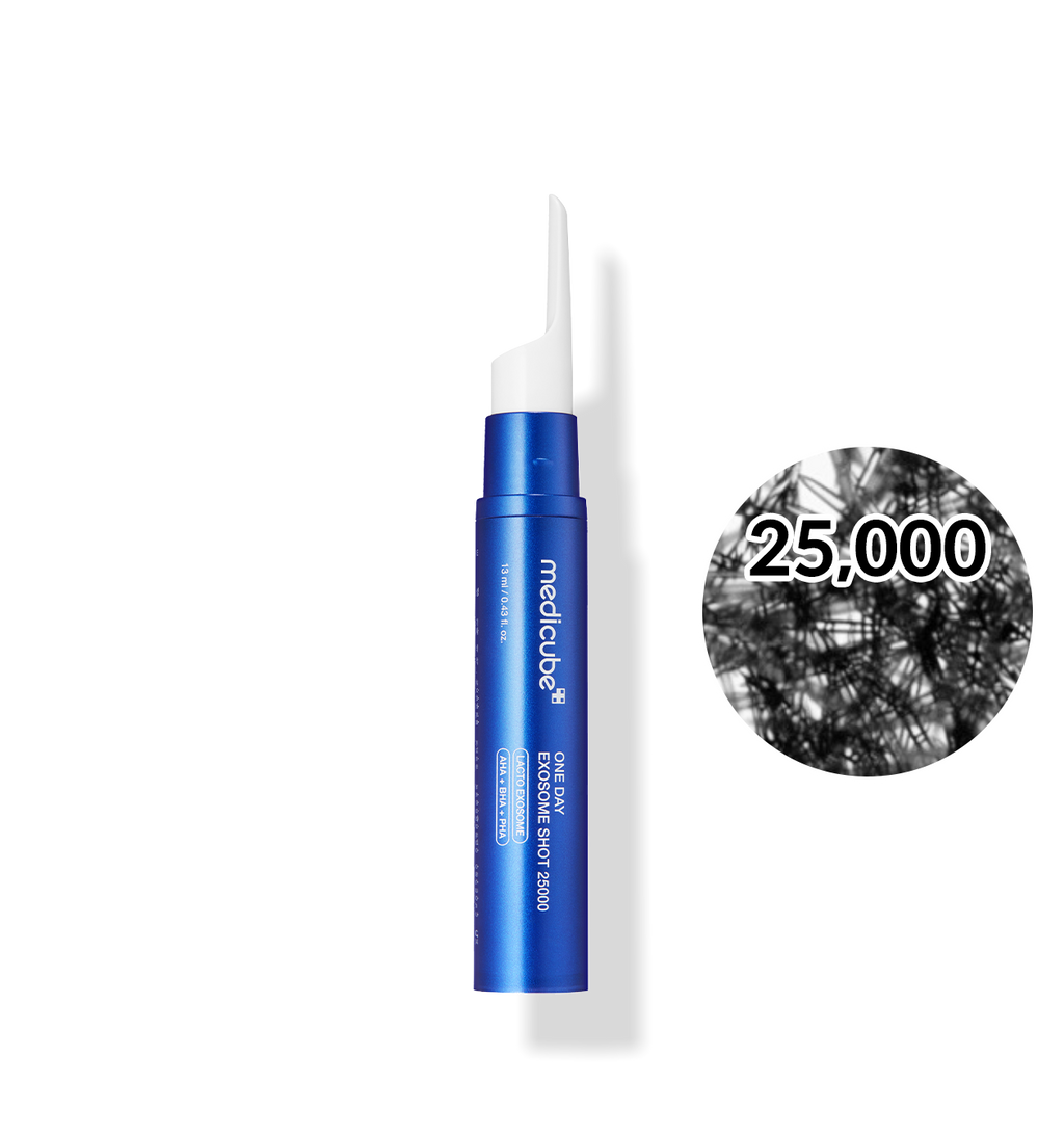 Medicube One Day Exosome Shot 25000 Ampulle, 13 ml, flüssige Hautpflege mit Exosomen in einer eleganten Flasche.