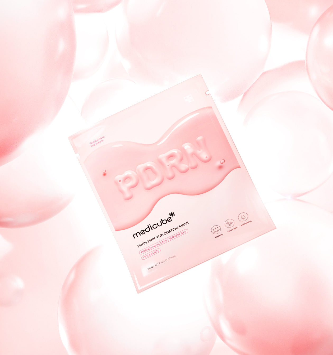 medicube PDRN Pink Vita Gesichtsmasken, aufhellende Doppel-Schicht Tuchmaske, 22 g, 5 Stück, pflegende Gesichtspflege