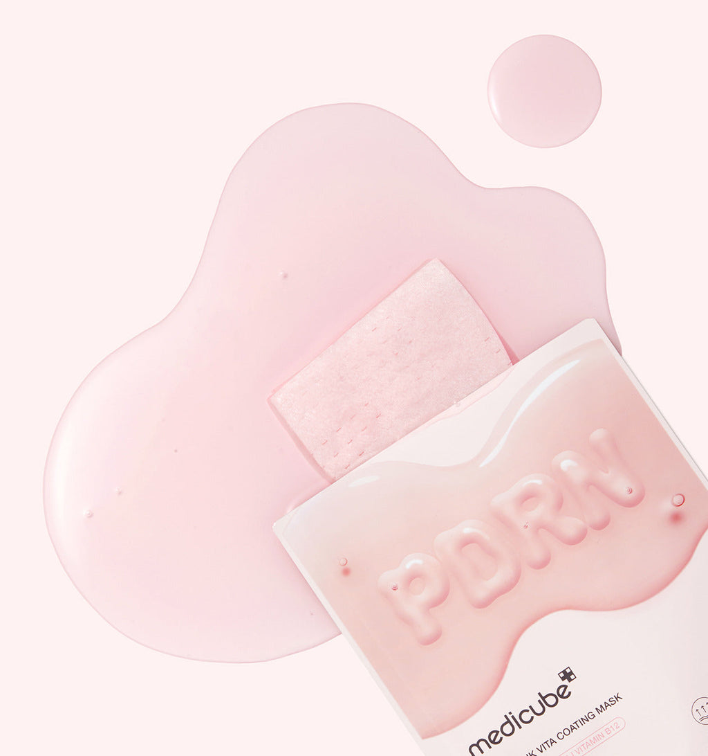 medicube PDRN Pink Vita Gesichtsmaske, aufhellende Doppelschicht Tuchmaske, 22 g, 5 Stück, pflegende Hautpflege