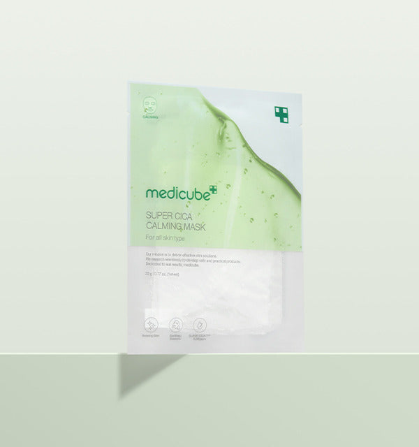 medicube Super Cica beruhigende Gesichtsmaske mit 7 Cica-Extrakten, 22 g, 5 Stück, entspannende Hautpflege für empfindliche Haut