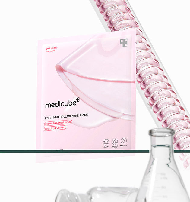 medicube PDRN Pink Collagen Gelmaske, 8 Stück, straffende Gesichtsmasken mit PDRN und Kollagen, 28 g pro Packung