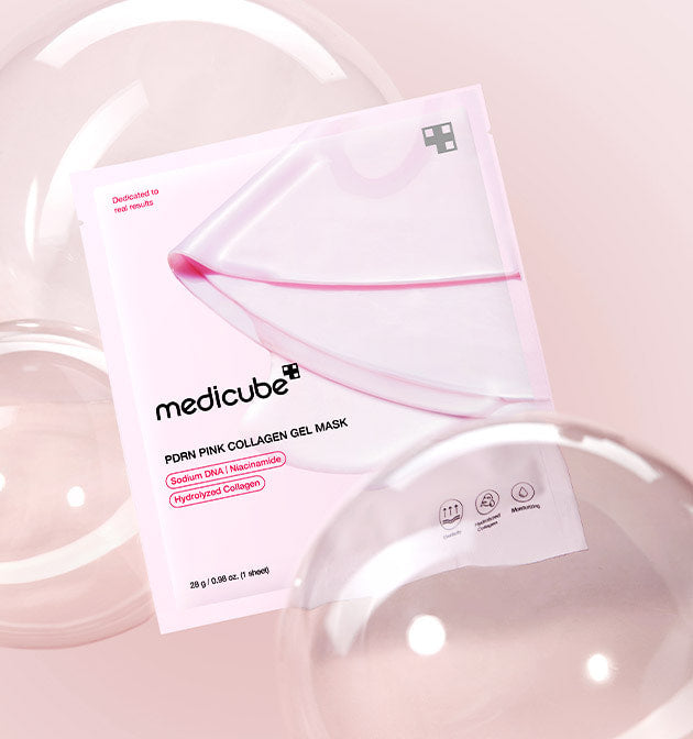 medicube PDRN Pink Collagen Gelmaske, straffende Gesichtsmasken aus Kollagen, 8 Stück, für strahlende Haut, 28 g pro Maske