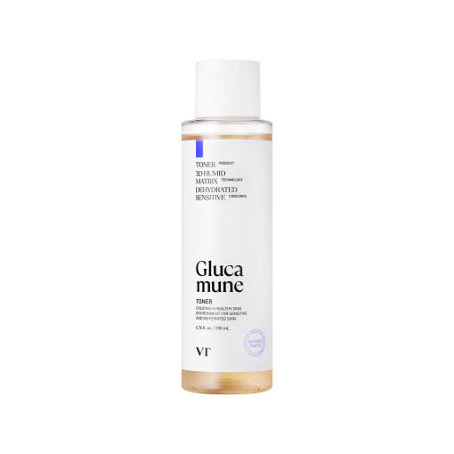 VT Glucamine Toner, 200ml Flasche mit klarem Gesichtswasser und sanft pflegendem Toner für die Hautpflege.