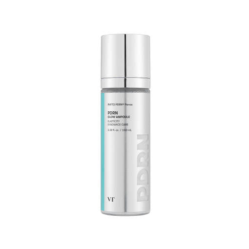 VT PDRN Glow Ampoule 100ml, blauer Flakon mit Pipette, zeigt die Ampoule für Hautpflege und strahlendes Hautbild.