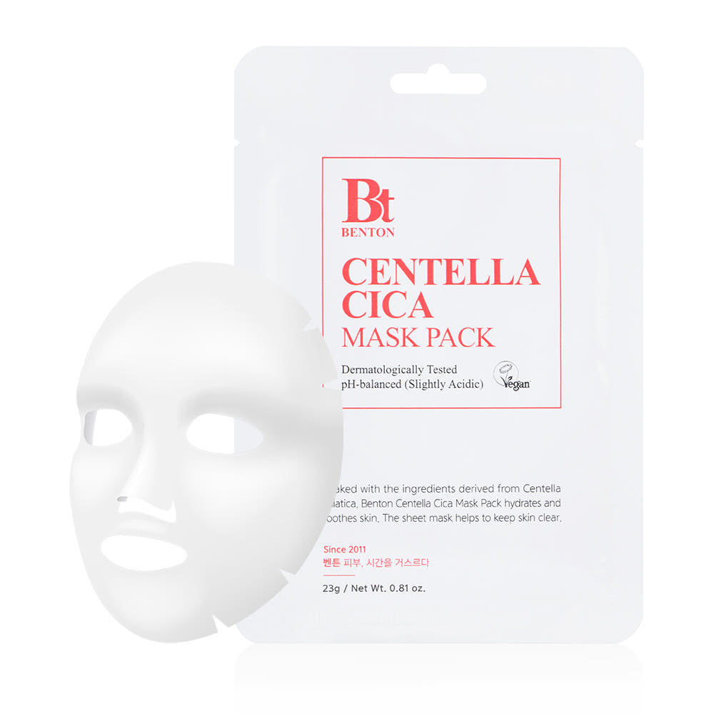 Benton Centella Cica Gesichtsmaske, 10er Pack, feuchtigkeits- und beruhigende Gesichtspflege, für empfindliche Haut