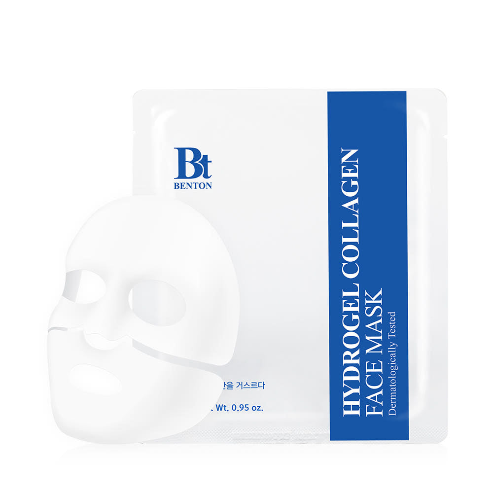 Benton Hydrogel Kollagen-Maske Pack, feuchtigkeitsspendende Gesichtsmasken, 4er Pack, für glatte Haut, auf Gesicht getragen