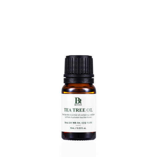 Benton Teebaumöl Flasche mit 10ml, essentielles Öl in dunkler Glasflasche mit Tropfverschluss, ideal für Hautpflege und Aromatherapie