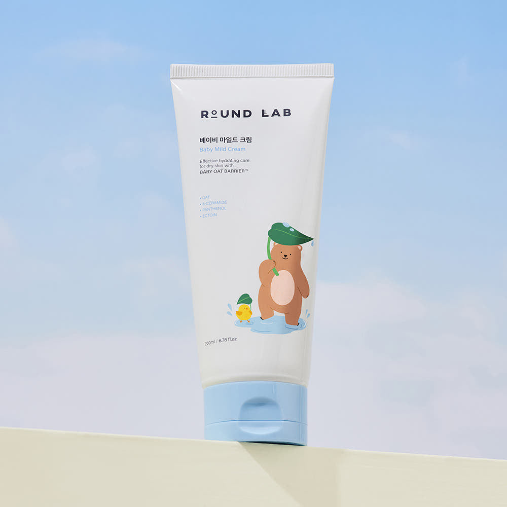Round Lab Baby Mild Creme – Intensive Feuchtigkeitscreme mit Hafer-Barriere für sensible Baby-Haut, 200 ml