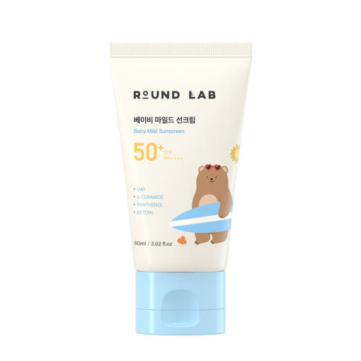 Runde Lab Baby Mild Sonnencreme SPF50+ PA++++ mit Hafer-Barriere, 60 ml, sanfter Sonnenschutz für empfindliche Babyhaut