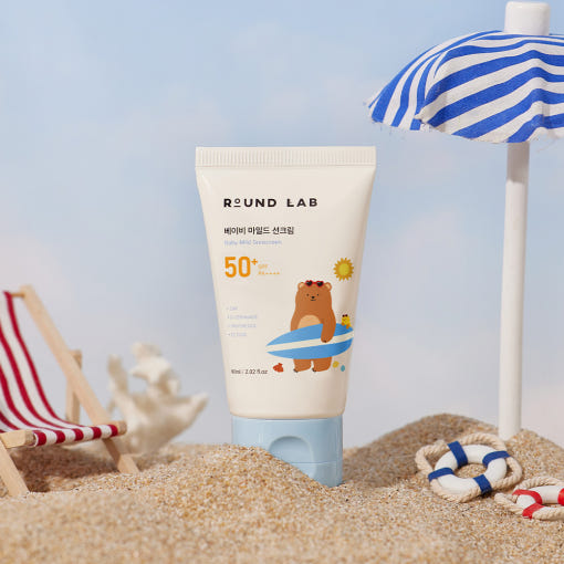 Runde Lab Baby Mild Sonnencreme SPF50+ PA++++, sanfter Sonnenschutz für Babys, mit Hafer-Barriere, 60 ml