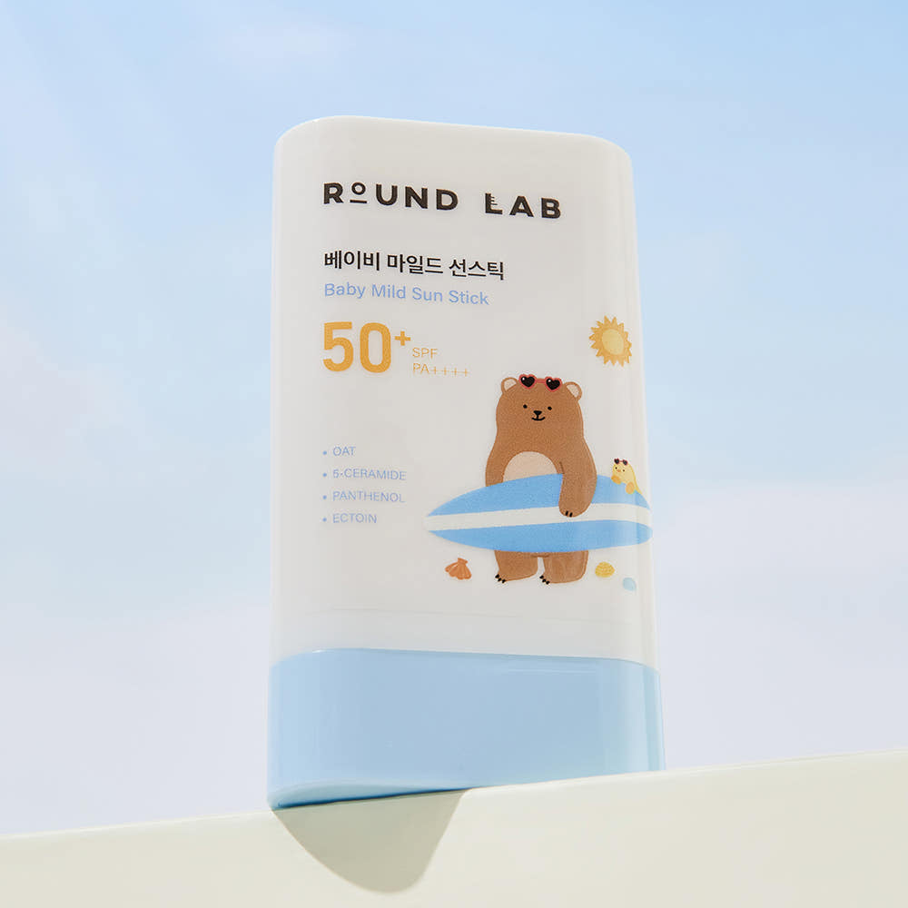 Runder Lab Baby Mild Sun Stick 21g mit SPF50+ PA+++, Sonnenschutzstift für empfindliche Babyhaut, auf dem Produktbild sichtbar