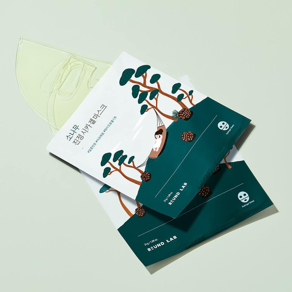 Round Lab Pine Calming Cica Gel-Maske, kühlende Beruhigungsmaske in 5er Pack, hautberuhigend und erfrischend.