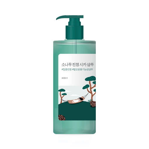 Rundes Lab Pine Calming Cica Shampoo in 400 ml Flasche, funktionelles Kopfhaut-Shampoo gegen Haarausfall, sichtbare Verpackung