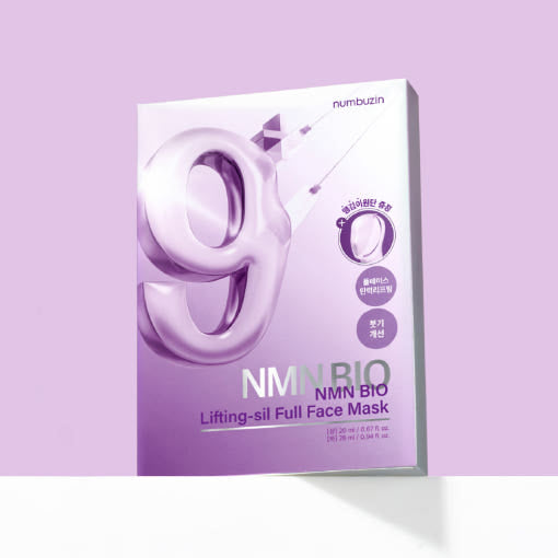 Numbuzin No.9 NMN BIO Lifting-Sil Vollgesichtmaske, Gesichtstuch mit NMN & NAD+ für straffe Haut, 4 Stück