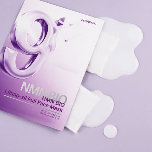 Numbuzin No.9 NMN BIO Lifting-Sil Vollgesichtmaske, Lifting-Tuchmaske mit NMN & NAD+ Kapseln, 4 Stück