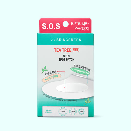 BRINGGREEN Teebaum Cica SOS-Pflaster gegen Pickel, beruhigend und schnell wirkend, 100 Stück, Hautpflege und Akne-Behandlung