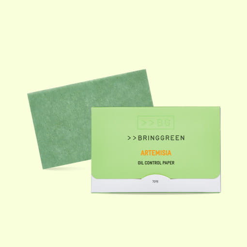 BRINGGREEN Artemisia Oil Paper mit 70 Blättchen für Sebumkontrolle und frische, matte Haut, sichtbar in der Verpackung