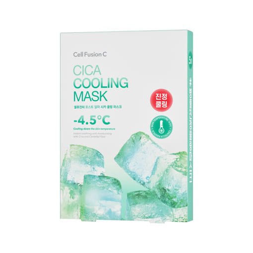 Cell Fusion C Cica Cooling Maske, 27g, 5 Stück, kühlende Gesichtsmaske für empfindliche Haut, beruhigend und erfrischend.