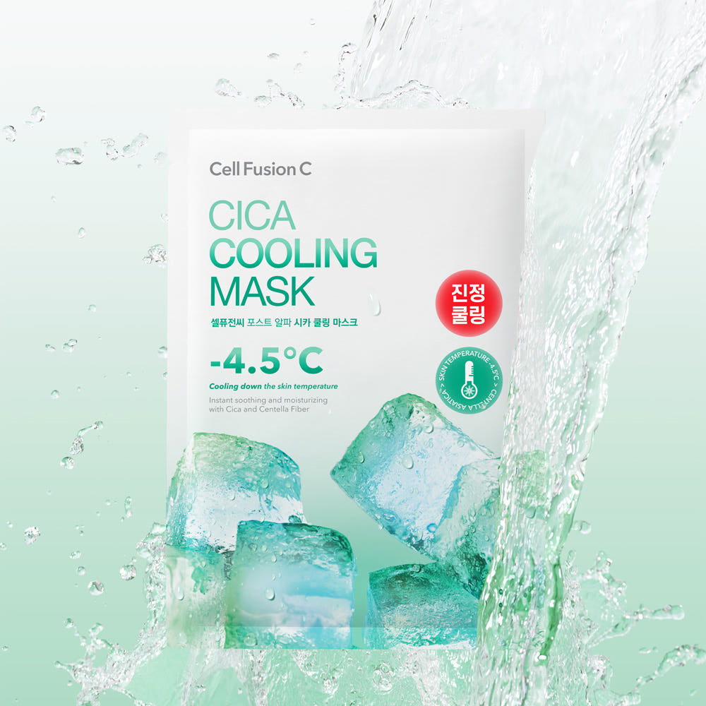 Cell Fusion C Cica Cooling Maske, 27g, 5er Pack, feuchtigkeits- und beruhigende Gesichtsmaske in Tiegel