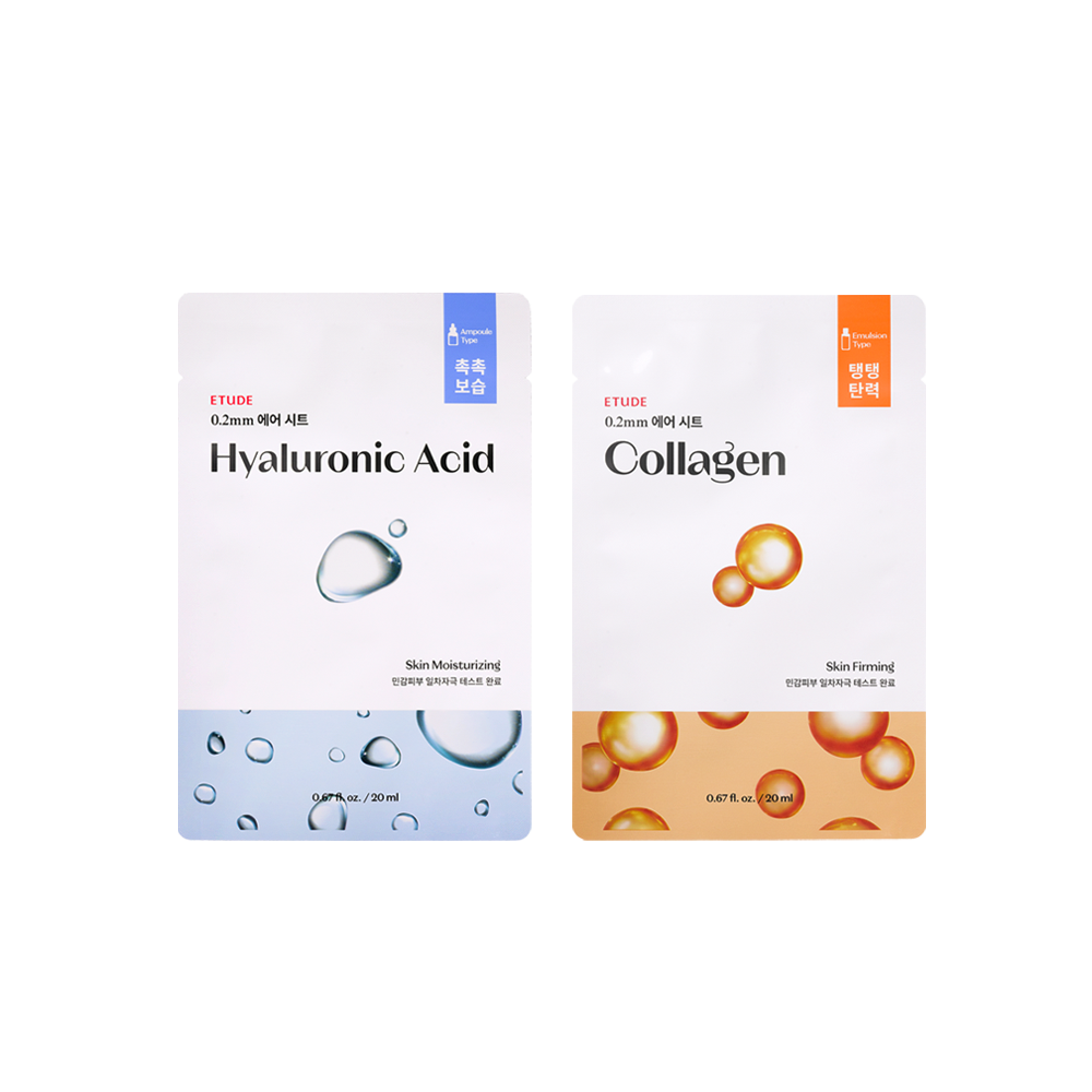 ETUDE 0.2 Therapy Air Mask, 20ml, Gesichtsmasken für Pflege, natürliche Hautverjüngung, 10 Stück in der Packung