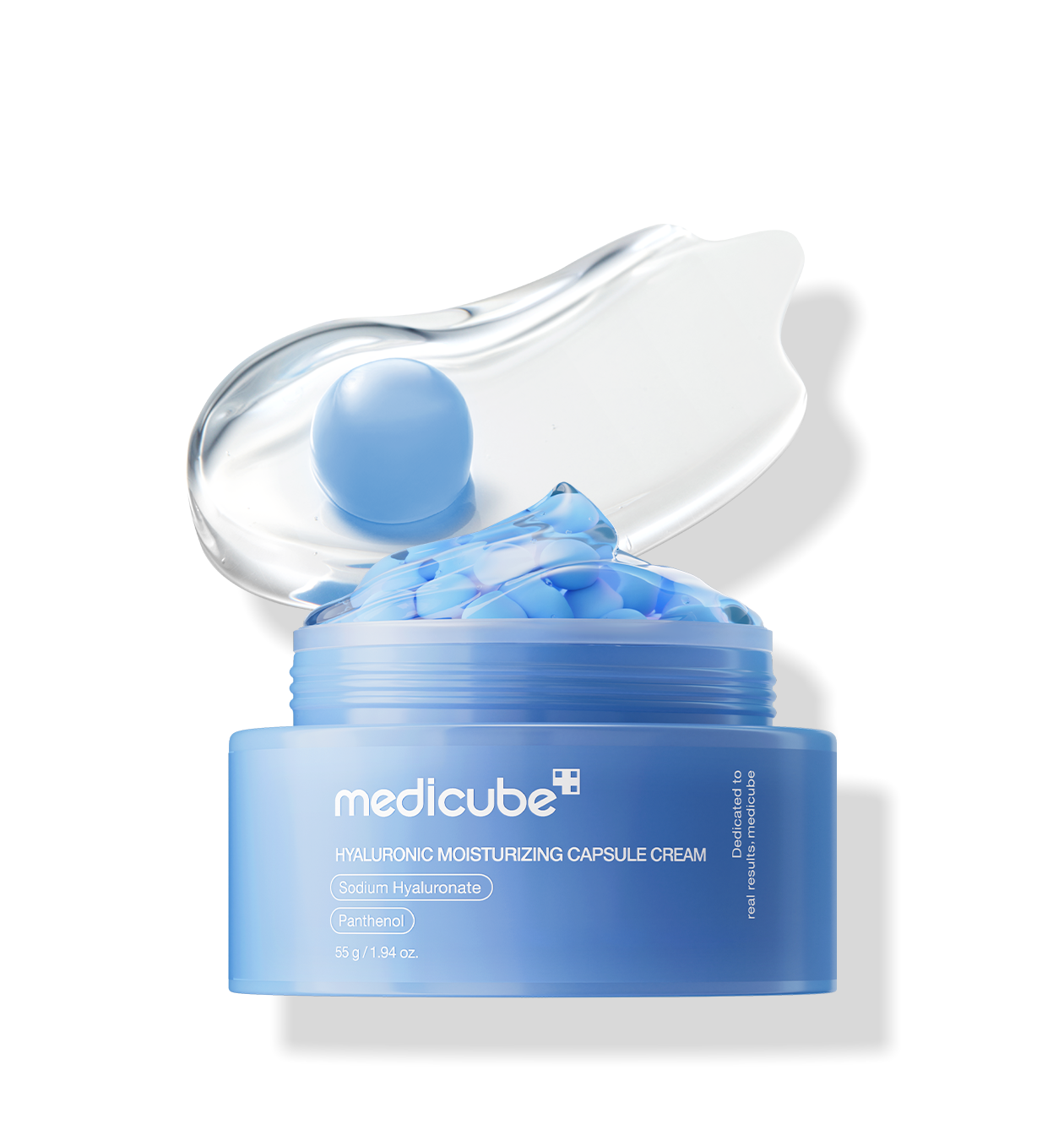 medicube Hyaluron Feuchtigkeitscreme in 55 g Dose mit Hyaluron-Kapseln, intensive Pflege für trockene Haut