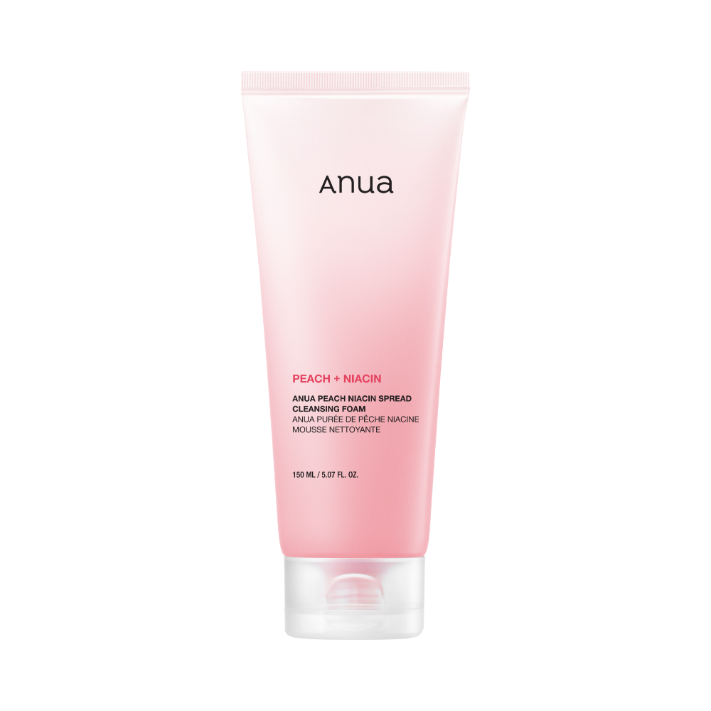 Anua Peach Niacin Spread Cleansing Foam, aufhellender Reinigungschaum mit Pfirsich, 150 ml, für reine Haut.