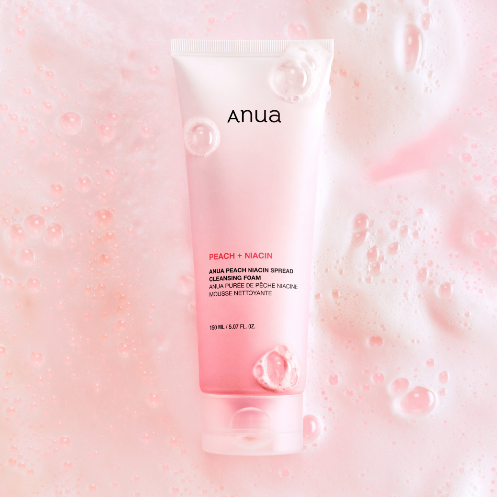 Anua Peach Niacin Spread Reinigungschaum mit Pfirsich, 150 ml, aufhellender Schaum für die Hautreinigung