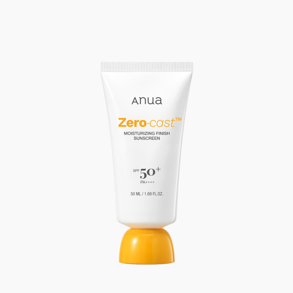 Anua Zero-Cast Feuchtigkeitscreme Sonnenschutz 50ml, cremige Textur, blauer Deckel, für täglichen Sonnenschutz.