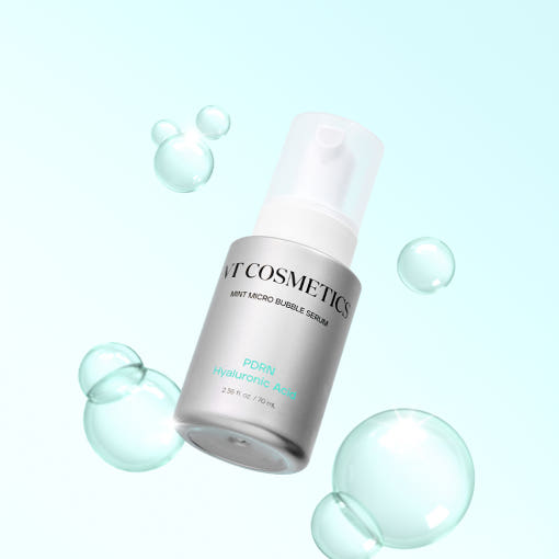 VT PDRN Hyaluronsäure Minz-Mikrobläschen Serum, 70ml, für glatte und hydratisierte Haut, Flasche mit Serum im Bild
