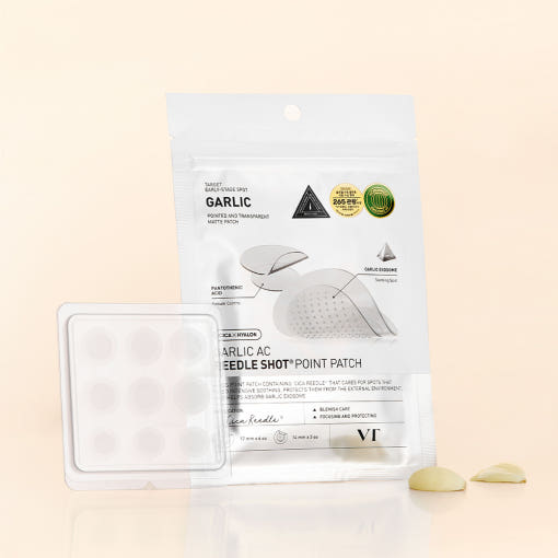 VT Garlic AC Reedle Shot Point Patch Mikroneedle-Patch mit Knoblauch, 9 Stück, hautnahes Bild des medizinischen Patches