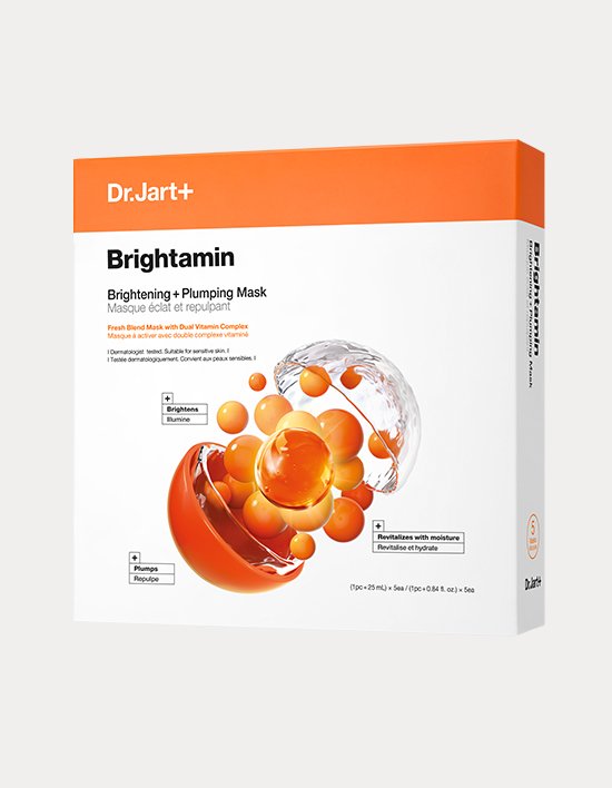 Dr.jart+ Brightamin Gesichtsmaske mit Vitamin C, 5er Pack, feuchtigkeitsspendend und aufhellend für einen strahlenden Teint