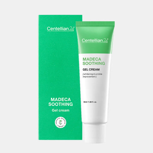 Centellian24 Madeca beruhigende Gel-Creme mit Centella für empfindliche Haut, 50 ml, cremige Textur in einem weißen Tiegel