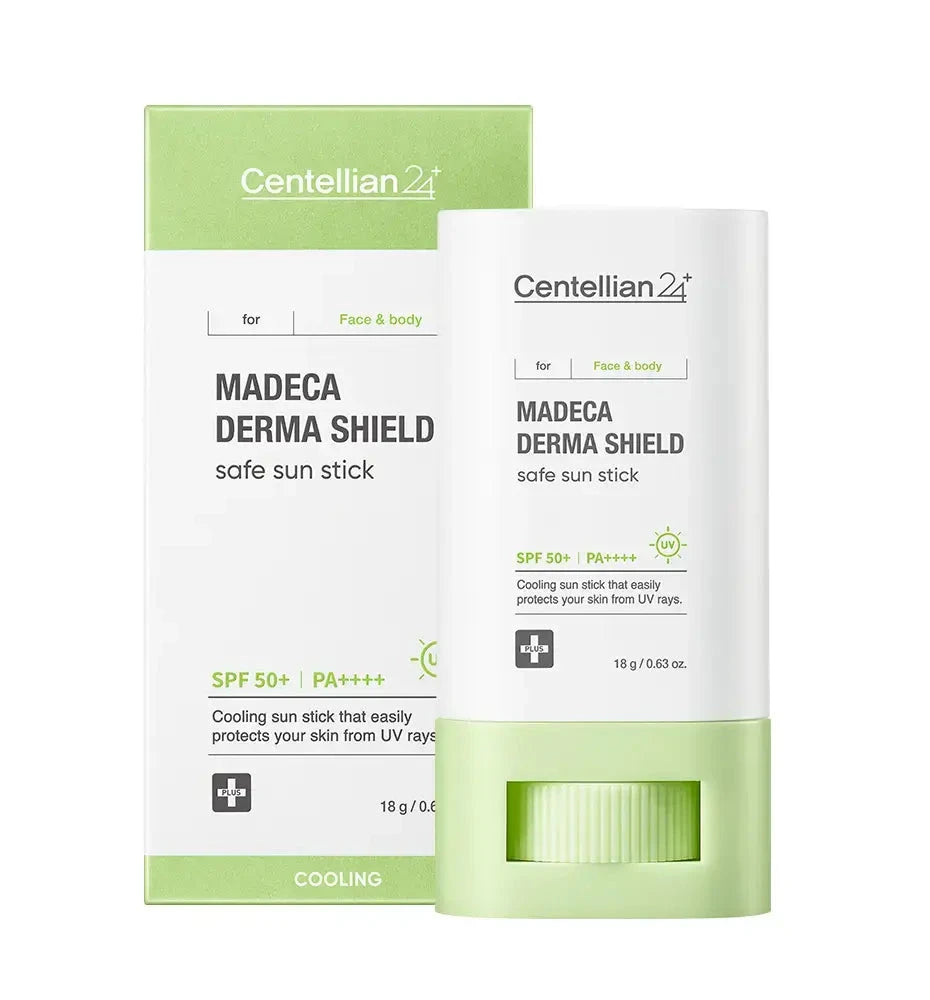 Centellian24 Madeca Derma Shield Sun Stick SPF50+ PA++++, praktischer Sonnenschutz-Stick mit 18 g für empfindliche Haut.