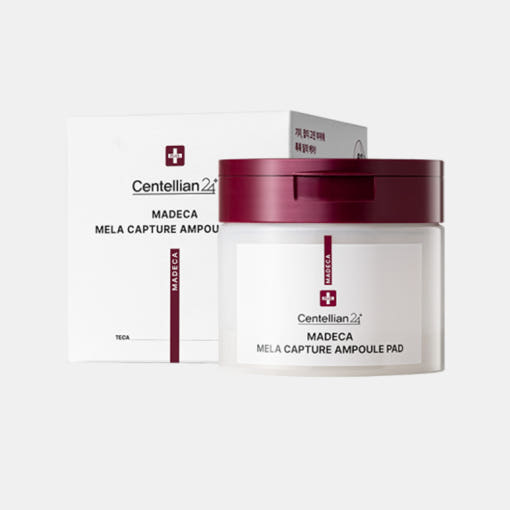 Centellian24 Madeca Mela Capture Ampoule Pad mit 60 aufhellenden Pads gegen Pigmentflecken, auf natürlicher Textur sichtbar