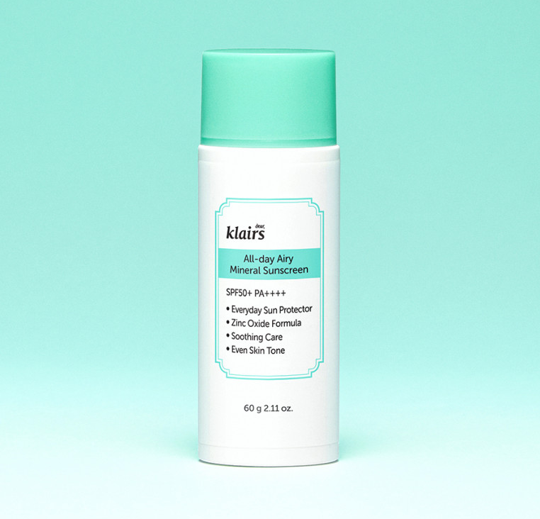 KLAIRS All-Day Airy Mineral Sonnenschutzcreme SPF50+ PA++++, leichte mineralische Sonnencreme in 60 g für natürlichen Schutz