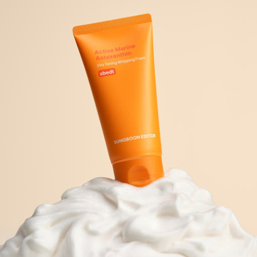 SUNGBOON EDITOR Reinigungscreme mit Marine Astaxanthin, tonisierende Schaumcreme für die Haut, 120g, sichtbare Textur und Verpackung