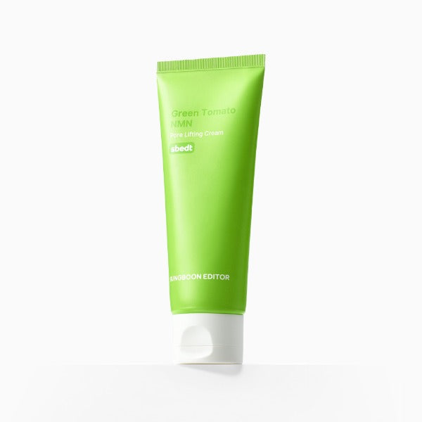 SUNGBOON EDITOR grüne Tomaten-NMN Poren-Lifting-Creme in 50ml, sichtbare Textur und Verpackung der Gesichtspflegecreme.