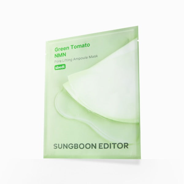 SUNGBOON EDITOR Gesichtsmaske mit grüner Tomate und NMN, 10 Stück, porenverfeinernde Lifting-Ampullenmaske, 23 g pro Packung
