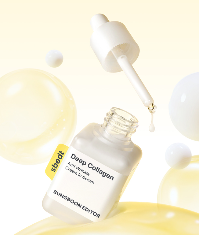 SUNGBOON EDITOR Deep Collagen Anti-Falten-Serum in 40ml Flasche, glättet die Haut und reduziert Falten, sichtbar im Fläschchen