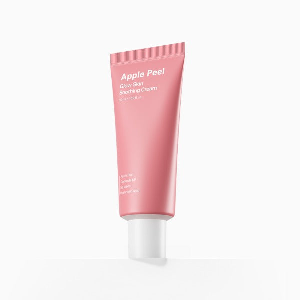 SUNGBOON EDITOR Apple Peel Glow Skin beruhigende Creme in 50ml, cremige Textur, für eine strahlende Haut, auf einem weißen Hintergrund.