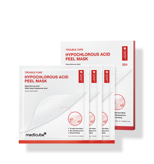 medicube Hypochlorous Acid Peel Mask, sanfte Gesichtstuchmaske mit Hypochlorsäure, 3 Stück, 13 ml pro Packung