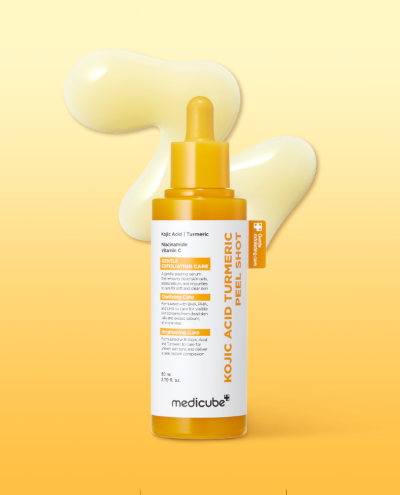 Medicube Kojic Acid Turmeric Peel Shot Ampulle, aufhellendes Serum gegen dunkle Flecken, 80 ml, sichtbare Anwendung auf der Haut