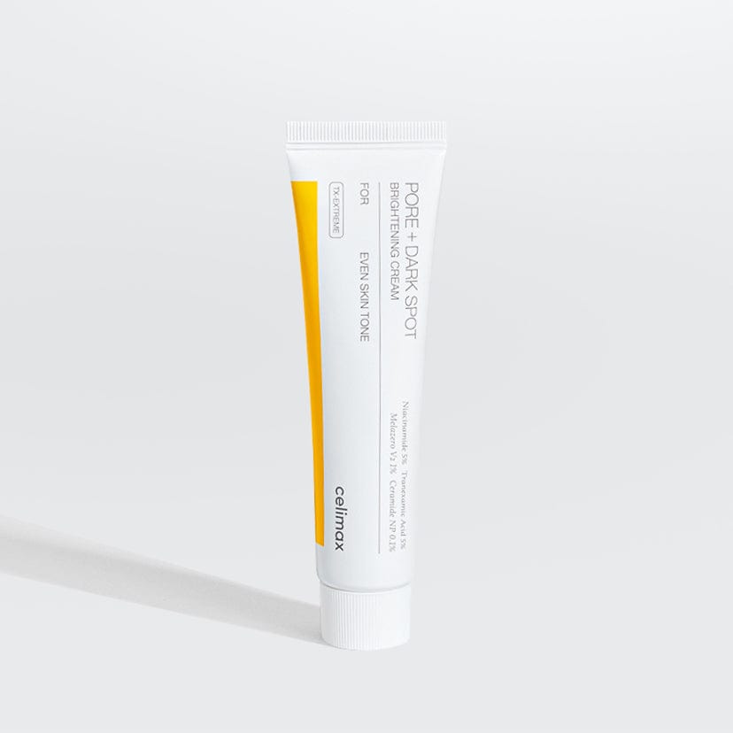 Celimax Pore+ Dark Spot Brightening Creme in 35ml, sichtbare Textur und Verpackung, für Hautaufhellung und Porenverfeinerung