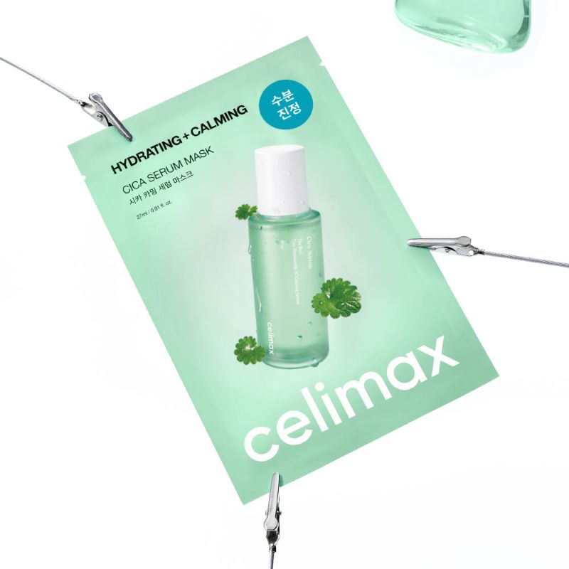 Celimax The Real Cica Calming Serum Maske, 27ml, 5 Stück, beruhigende Gesichtsmasken für empfindliche Haut, feuchtigkeitsspendend